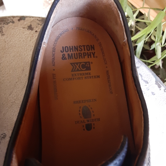 NWT, Johnston & Murphy,  XC4, SHEEPSKIN,  12XW, BLK,  Plain Toe Lace Up - Picture 5 of 11